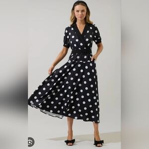 Sugarlips XL Polka Dot Wrap Dress - Black and White NWT PTP 21